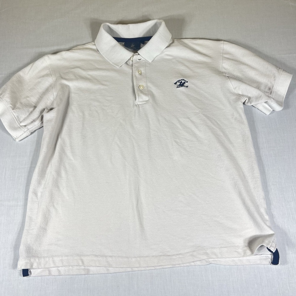 Beverly Hills Polo Club Womens Large White Polo Shirt Short Sleeve